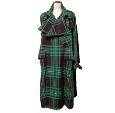 Charles Jeffrey Loverboy Green Check Trench Coat Size S Boyfriend Style Rare F/S