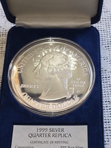 1999 Washington Silve State Quarter Commemorative 4 OZ .999 (1/4 lb) COIN COA - Picture 4 of 8