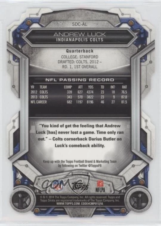 2014 Topps Strata Die-Cuts Andrew Luck #SDC-AL - Image 2 of 2