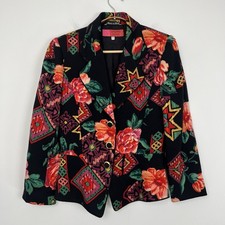 Vintage Emanuel Ungaro Solo Donna Paris Wool Floral Blazer Jacket Size 8 Italy