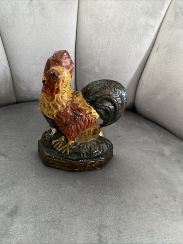 Small Vintage Cast Iron Cockerel Door Stop Heavy Duty