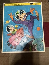 1965 Whitman Hanna Barbara Mickey Mouse Frame Tray Puzzle 4533 Goofy Space