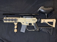 Tippmann US Army .68 Project Salvo Paintball Gun Desert Tan w Attachments *READ*