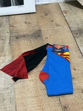 Superman Suit Up 1 Pair Knee High Socks with Shiny Cape DC Comics Bioworld NWT