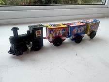 Vintage Tin Wind Up Train Set Japan 1950s Western Theme Litho Toy Works No Box