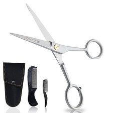 German Steel Beard Scissors - 5-Inch, Silver, 1 Count - Beard Grooming Shears...