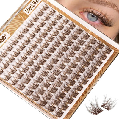 Brown Wispy Lash Clusters 8-12MM Natural Individual Extensions DIY Pack