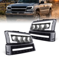 4 Projector Led Drl White Side Headlights Fit For 2003-2006 Chevy Silverado 4 Projector Led Drl White Side Headlights Fit For 2003-2006 Chevy Silverado