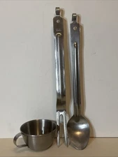 US Military Cooking Utensils Spoon Fork & Cup Stainless Steel BiCo Nash A S Co