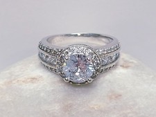 Size K Sterling Silver 925 ladies Ring clear stone stones shoulder set statement