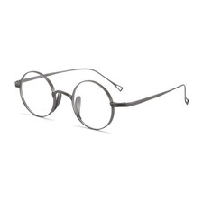 Vintage Round Men Glasses Matte Gunmetal Titanium Frame 12g Ultra-light Eyewear