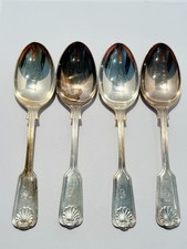 4 Tablespoon FIDDLE THREAD SHELL Pattern EPNS A1 Sheffield England Mono S