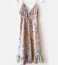 FOREVER 21 Women's Size Small Summer Strapped Floral Ankle Length Button Up
