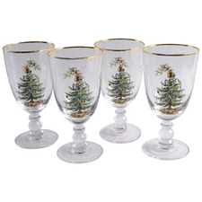 Spode Christmas Tree 16 Oz Glassware Goblet - Set of 4 3928161