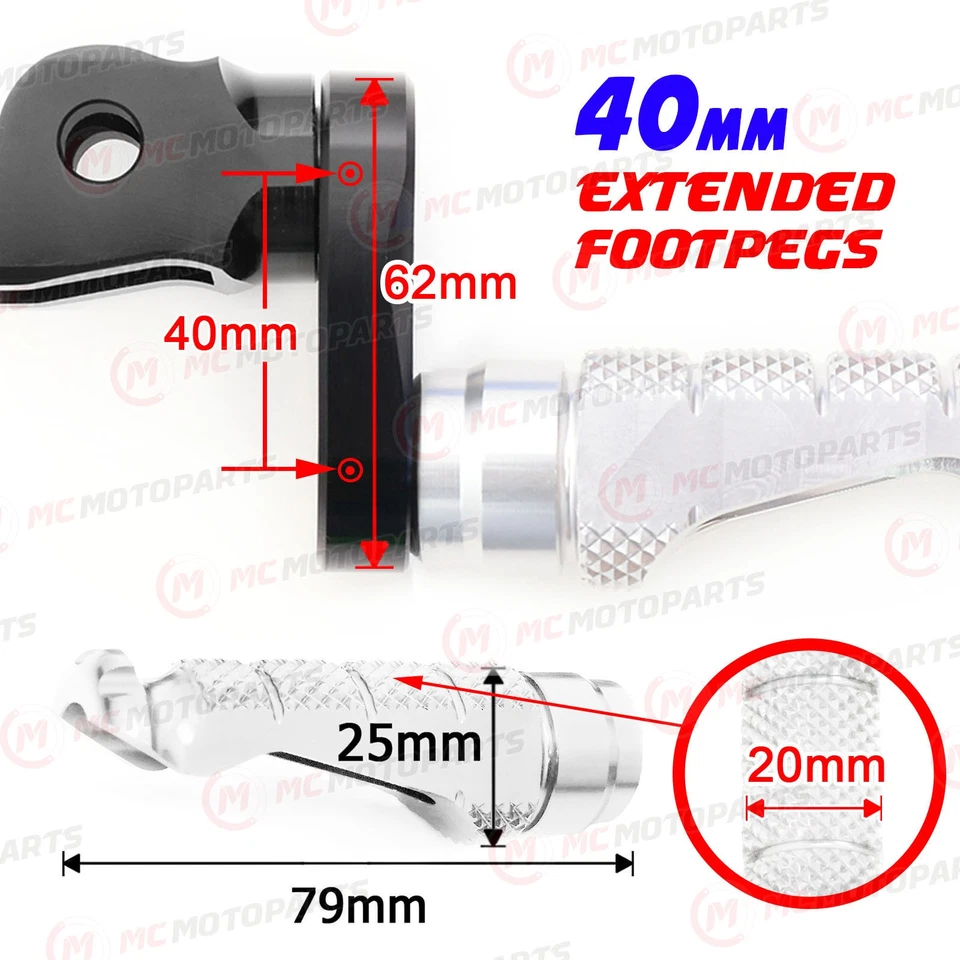 For Ducati Multistrada 1100 /S MCCP 40mm Lowering SILVER Rider Foot Pegs Foto 4 de 4