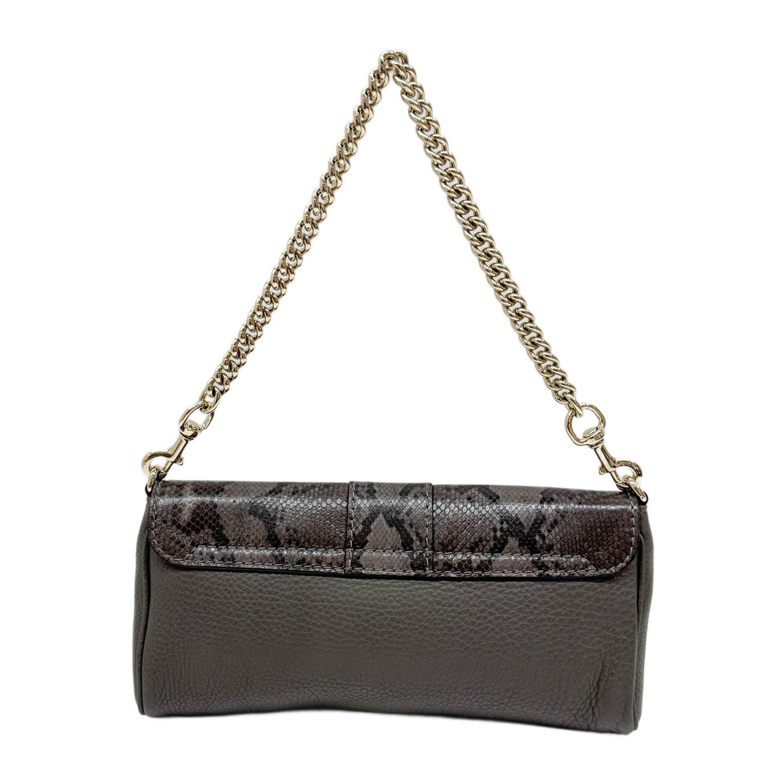 GUCCI Stirrup Gray Python Embossed Leather Should… - image 2