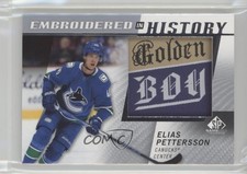 2021-22 Upper Deck SP Game Used Embroidered in History Elias Pettersson #18 3k4