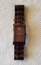 Guess Steel Chocolate Minimalist Watch U13513G1 Link Band 7" Max Size New Batt.