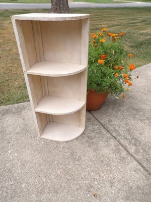 VINTAGE WOODEN WOOD KITCHEN CABINET PAINTED WALL MOUNT CORNER SHELF 30''