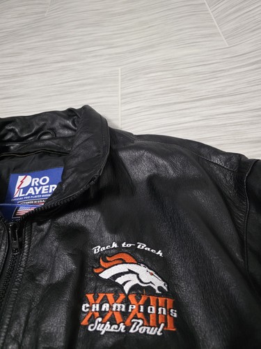 Giacca di pelle vintage Pro Player Denver Broncos 1999 Super Bowl XXXIII 2XL - C211 - Foto 4 di 6