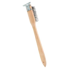 Pizza Stone Cleaning Brush: Wooden Long Handle For Safe Use Pizza Oven Tool For