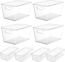 Vtopmart 8 Pack Clear Storage Bins with Lid Set for Pantry Organizer 4 Large a