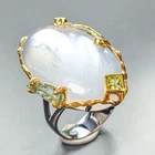 Jewellery gem 30 ct Natural Moonstone Ring 925 Sterling Silver Size 8 /R458890
