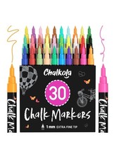 Chalkola Extra Fine Tip Liquid Chalk Markers Blackboard 30 Pack 1mm PastelNeon