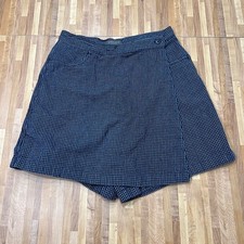 Vintage 90s VanHeusen High Waisted Skort Wrap Skirt w/Shorts Blue Windowpane 10