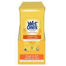 Wet Ones Antibacterial Hand Wipe, 20 Count Pack of 10 , Tropical Splash