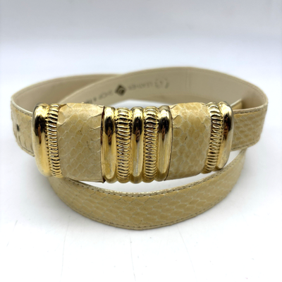 Vintage 80s Leather Shop Cream Genuine Snakeskin Leather  display picture 3