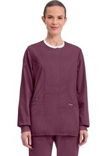 Cherokee Workwear Scrubs Snap Front Warm Up Jacket WW310 WIN Wine Free Shipping