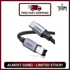 Nylon Braided USB B to USB C Cable 16FT for Printer MIDI Data Transfer