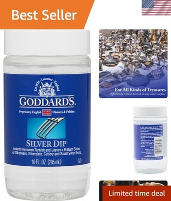 Quick Shine Silver Cleaner Dip - 10 oz for Jewelry, Cutlery & Decorative Silver