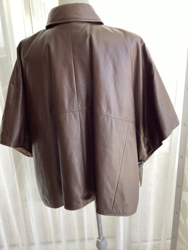 Brunello Cucinelli Leather Cape Jacket Oversized Padded Sz 42 6 M NWT $ 9499 - Picture 5 of 9