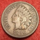 1896 Indian Head Cent Penny US 1C Copper Coin - Full “Liberty” - XF
