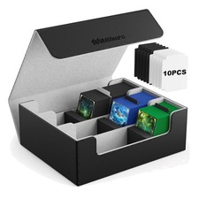Trading Card Storage Box with Dividers - Waterproof, Magnetic Closure