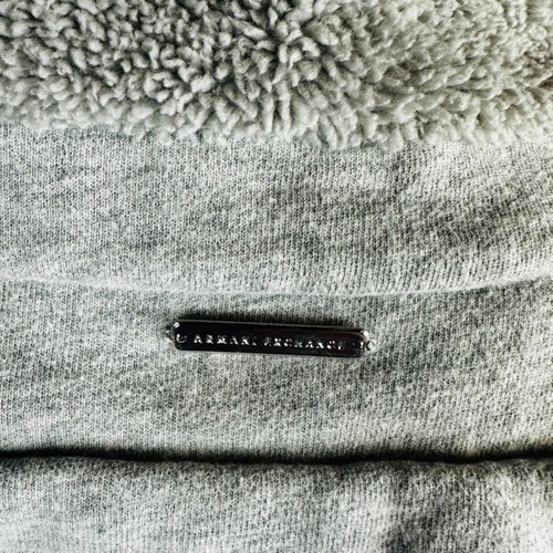 Suéter Armani Exchange Talla Pequeña Capucha Cuello Moto Cremallera Manga Larga Gris Forrado - Imagen 10 de 10