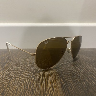 Ray-Ban RB3025 Aviator Sunglasses Large Metal Gold Frame Brown Lenses 62-14 140