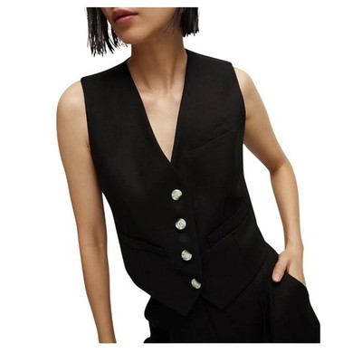 Veronica Beard Bennett Blokecore Dark Academia Clean Girl Twill Linen Vest 8 New