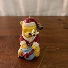 Disney Classic Winnie the Pooh w/ Santa Hat Honey Pot Christmas Ornament