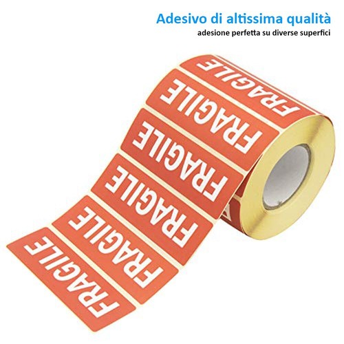10 Rotoli - 10000 Etichette Adesive FRAGILE 90x30 mm per CARTONI TRASLOCO - Foto 5 di 6