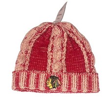 Chicago Blackhawks Mens Size OSFA Reebok Knit Red White Cuffed Beanie Hat