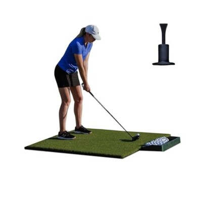 5x5 Country Club Elite  Golf Mat - New Range Hitting Mat w/ Turn & Lock Tee
