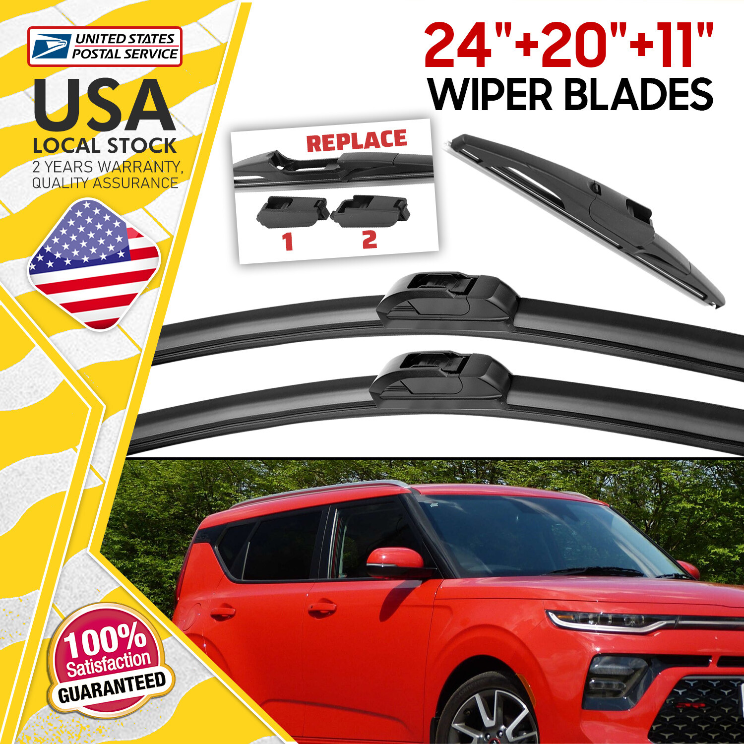 OEM Quality 24 20 11 Replacement Front Rear Wiper Blades Kit