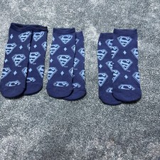 DC Comics Superman Blue Theme 3 Pairs Socks 6 Total Socks Mens Size 6-12