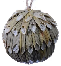 Shave Grass Ball Ornaments Natural Green Christmas Holiday Tree 436a