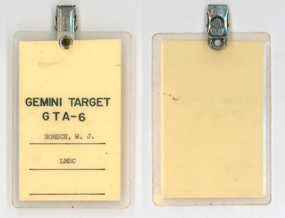 1965 NASA GEMINI-6 Target access badge - rendevous mission