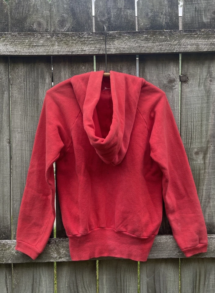 Moletom com capuz vintage 50s 60s Healthknit vermelho algodão tamanho médio feito nos EUA - Imagem 2 de 4
