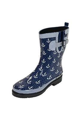 MADSea Damen Gummistiefel Ocean Anchor dunkelblau Anker Regenstiefel  halbhoch